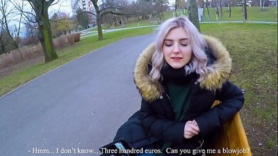 Guta zgodnu spermu stranca za novac - pušenje u parku od Eve Elfie